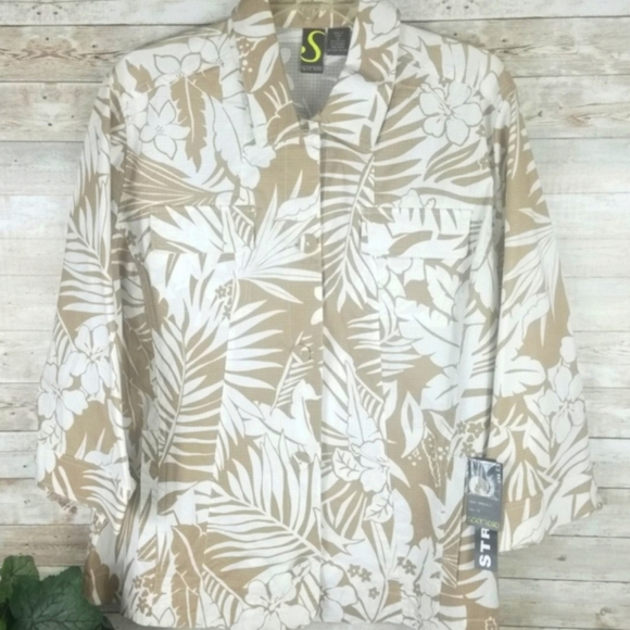 Sportelle Jackets & Blazers - NWT, Sportelle, Taupe and White Jacket Size 1X